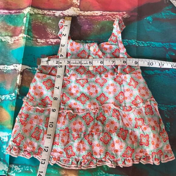 Icky Baby Girls Tank Top Size 12 Months Mint Orange Pink Swing Ruffle Silk Blend - Picture 4 of 6